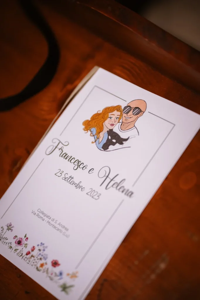 Il libretto della messa con i nomi degli sposi
